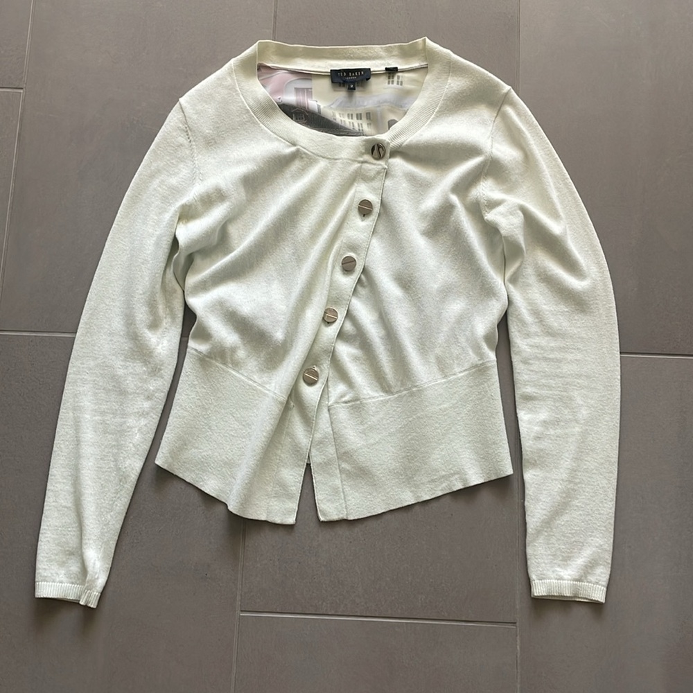Ted Baker Cream Long-Sleeve Jacket with Pastel Architectural Back - Picture 8 of 15
